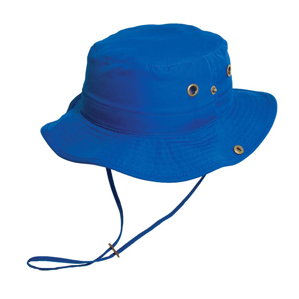 Scala Kid's Nylon  Boonie with Chin Cord Bucket Hat Scala Hats C448RB Royal Blue Small (54 cm) 