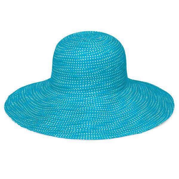 Scrunchie Packable Wide Brim Sun Hat - Wallaroo Hats Wide Brim Sun Hat Wallaroo Hats SCRTQ Turquoise / White M/L (58 cm) 