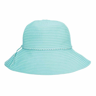 Shapeable Brim Packable Ribbon Bucket Hat - Scala Hats Wide Brim Hat Scala Hats lc754AQ Aqua OS (57 cm) 