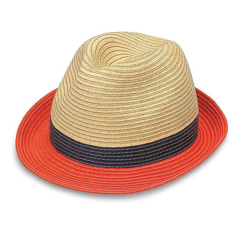 St. Tropez Two Tone Trilby Fedora Hat - Wallaroo Hats Fedora Hat Wallaroo Hats STTR-24-OR Red Orange M/L (58 cm) 