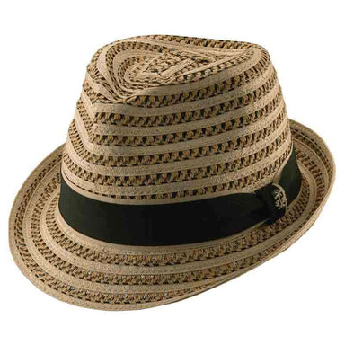 Tommy Bahama Vented Fedora Hat with Palm Tree Pin Fedora Hat Tommy Bahama Hats TBW150M Natural M (22 1/2") 
