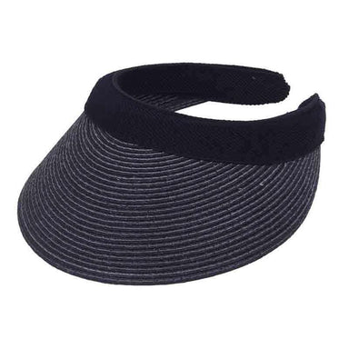 Straw Clip On Sun Visor with Contrast Stitching - Karen Keith Hats Visor Cap Great hats by Karen Keith TV88BK Black  