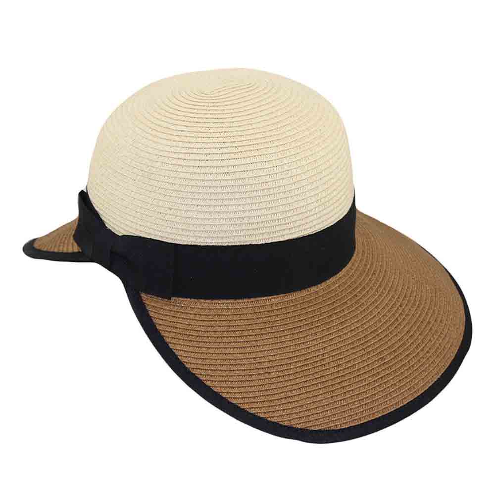 Two Tone Backless Facesaver Sun Hat - Jeanne Simmons Facesaver Hat Jeanne Simmons js8331CR Beige/Brown  