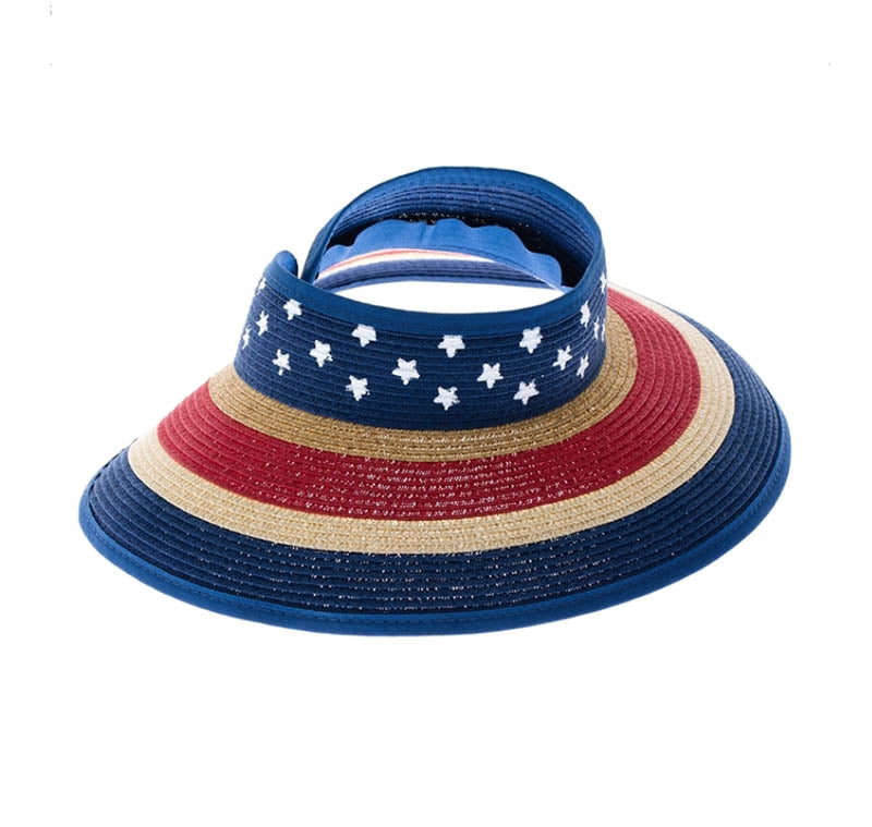 US Flag Petite Roll Up Visor Hat - Boardwalk Style Hats Visor Cap Boardwalk Style Hats da1738-3 US Flag Extra Small to Medium 