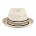 Vented Crown Straw Fedora with Striped Band - Scala Hats Fedora Hat Scala Hats    