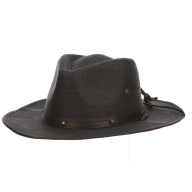 Weathered Toyo Outback Hat with Chin Strap - Stetson Hats Safari Hat Stetson Hats STC364 Charcoal Medium 