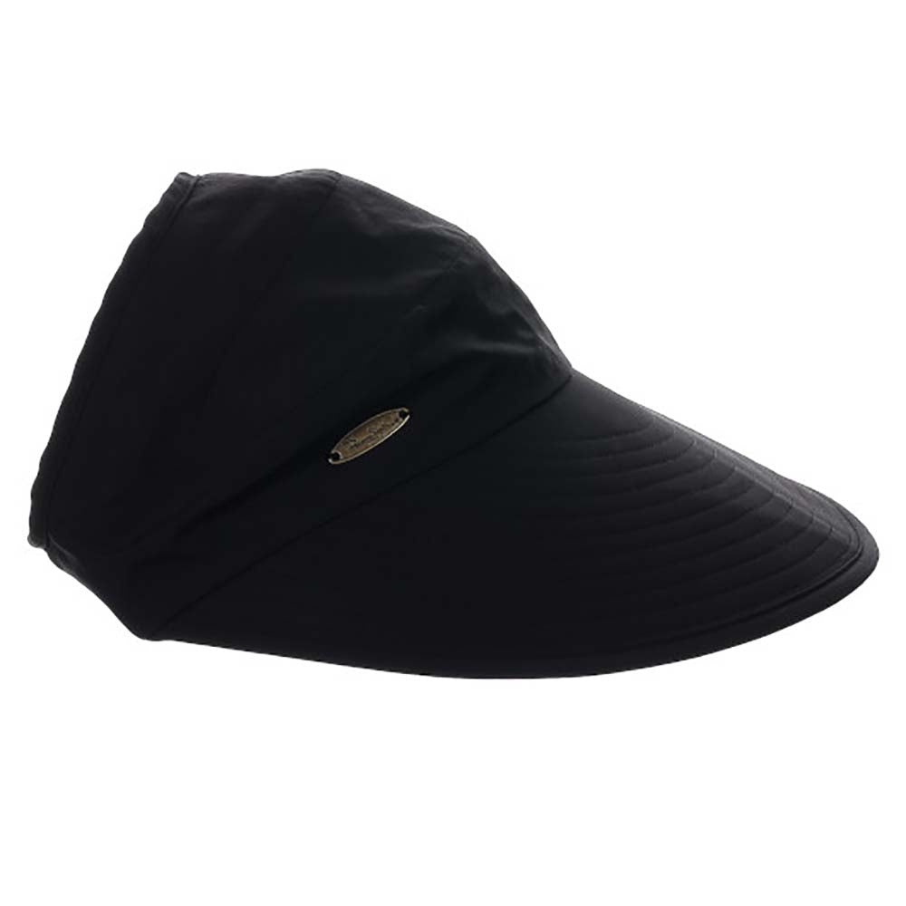 Wide Bill Cap with Open Crown for Ponytail - Cappelli Straworld Hats Cap Dorfman Hat Co. CSW429-BLK Black  