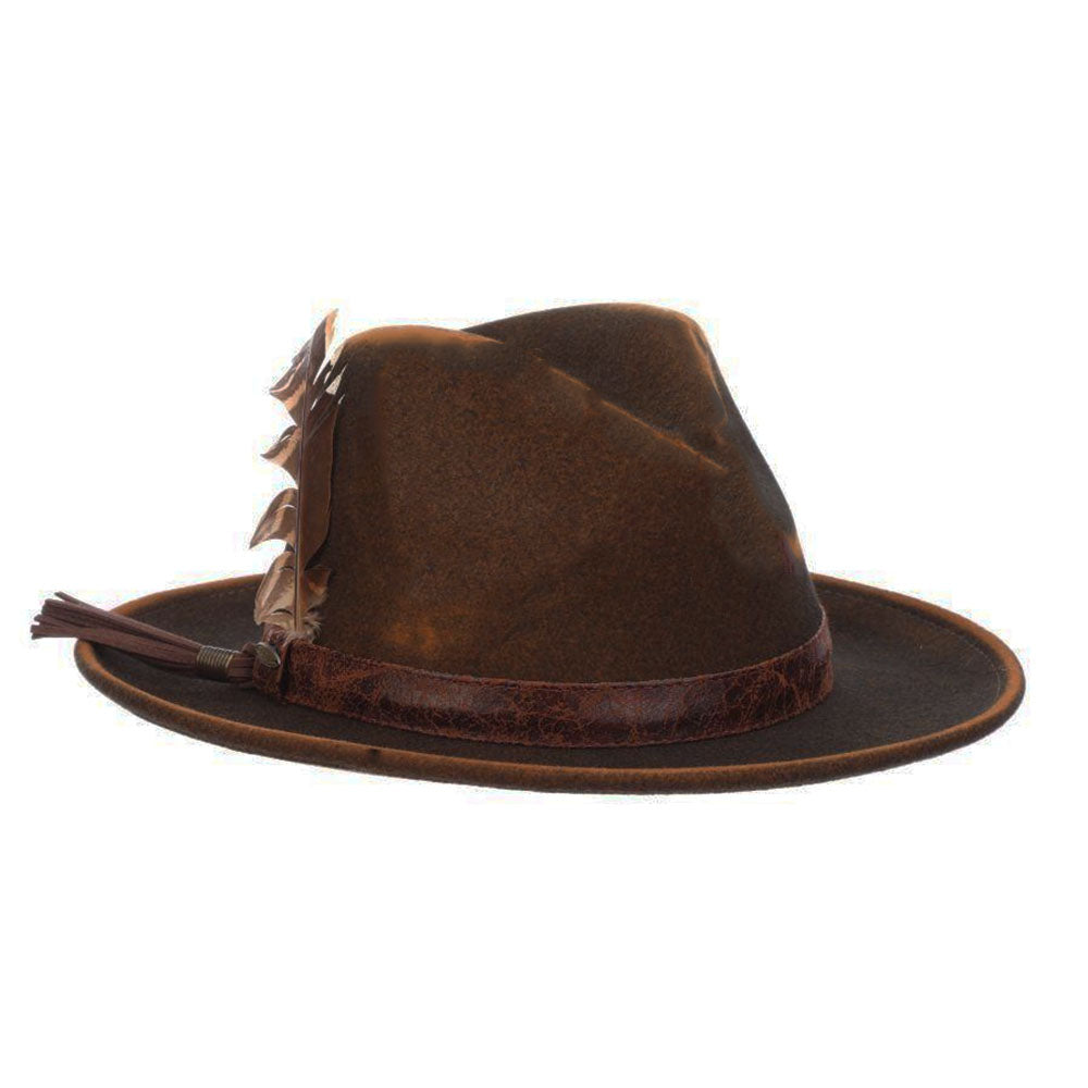 Woodstock Distressed Wool Felt Safari Winter Hat - Scala Hat Safari Hat Scala Hats    