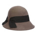 Wool Felt Cloche with Wide Ribbon Band - Scala Hat Cloche Scala Hats LF261 Grey  