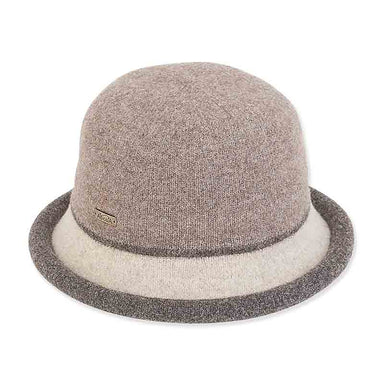 Adora® Wool Hat - Soft Wool Cloche Hat with Curled Brim Cloche Adora Hats ad1064A Sand Medium (57 cm) 