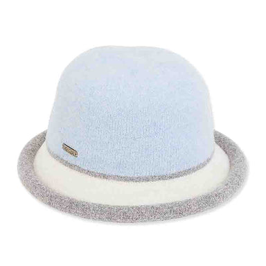 Adora® Wool Hat - Soft Wool Cloche Hat with Curled Brim Cloche Adora Hats ad1064b Light Blue Medium (57 cm) 