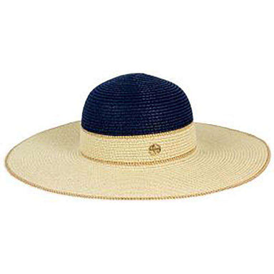 Navy and Natural Summer Floppy Hat - Adrianne Vittadini Floppy Hat MAGID Hats av118nt Natural  