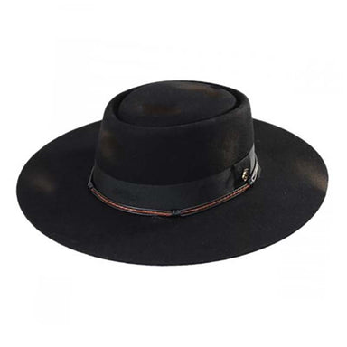 Bohemian Hand Crafted Wool Felt Gaucho Hat - Biltmore Hats Bolero Hat Biltmore Hats bfnkblbohe34 Black Medium (22-22 3/8") 
