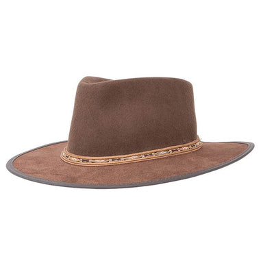 Bushwick Wool Felt Fedora Hat - American Outback Wool Hat Safari Hat Head'N'Home Hats  Brown S (54-55 cm) 