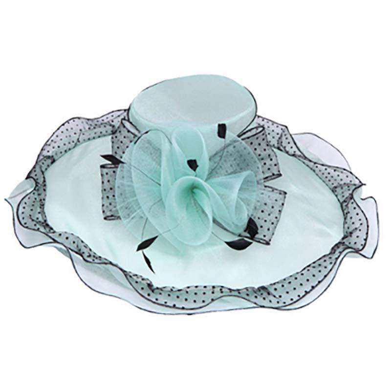 Polka Dot Ruffle Organza Hat, Dress Hat - SetarTrading Hats