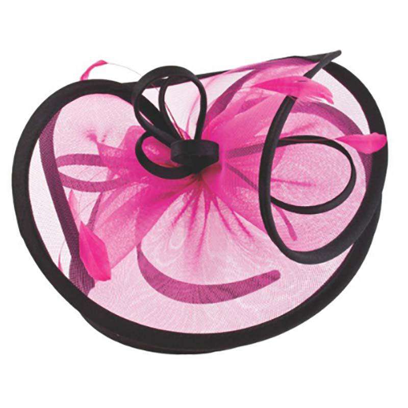 Large Satin Trimmed Fascinator - Something Special Collection Fascinator Something Special Hat by5357FC Fuchsia