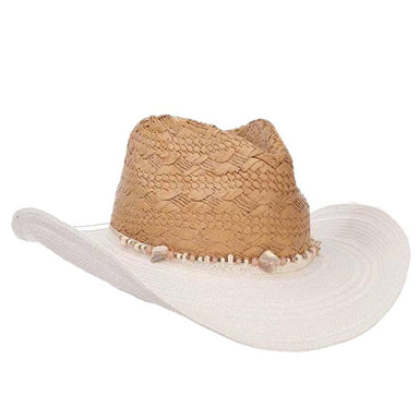 Caryne Toyo Straw Cowboy Hat with Contract Color Brim - Scala Hats Cowboy Hat Scala Hats    