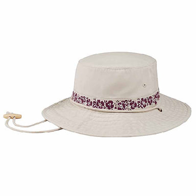 Garment Washed Twill Boonie Hat with Hibiscus Print by MCI Caps Bucket Hat MegaCI 7915bdm Wine Medium (57 cm) 