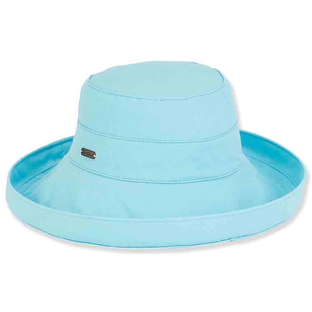 Classic Ladies Cotton Up Brim Hat - Sun 'N' Sand Hats Kettle Brim Hat Sun N Sand Hats hh1577M Sky Blue Medium (57 cm) 