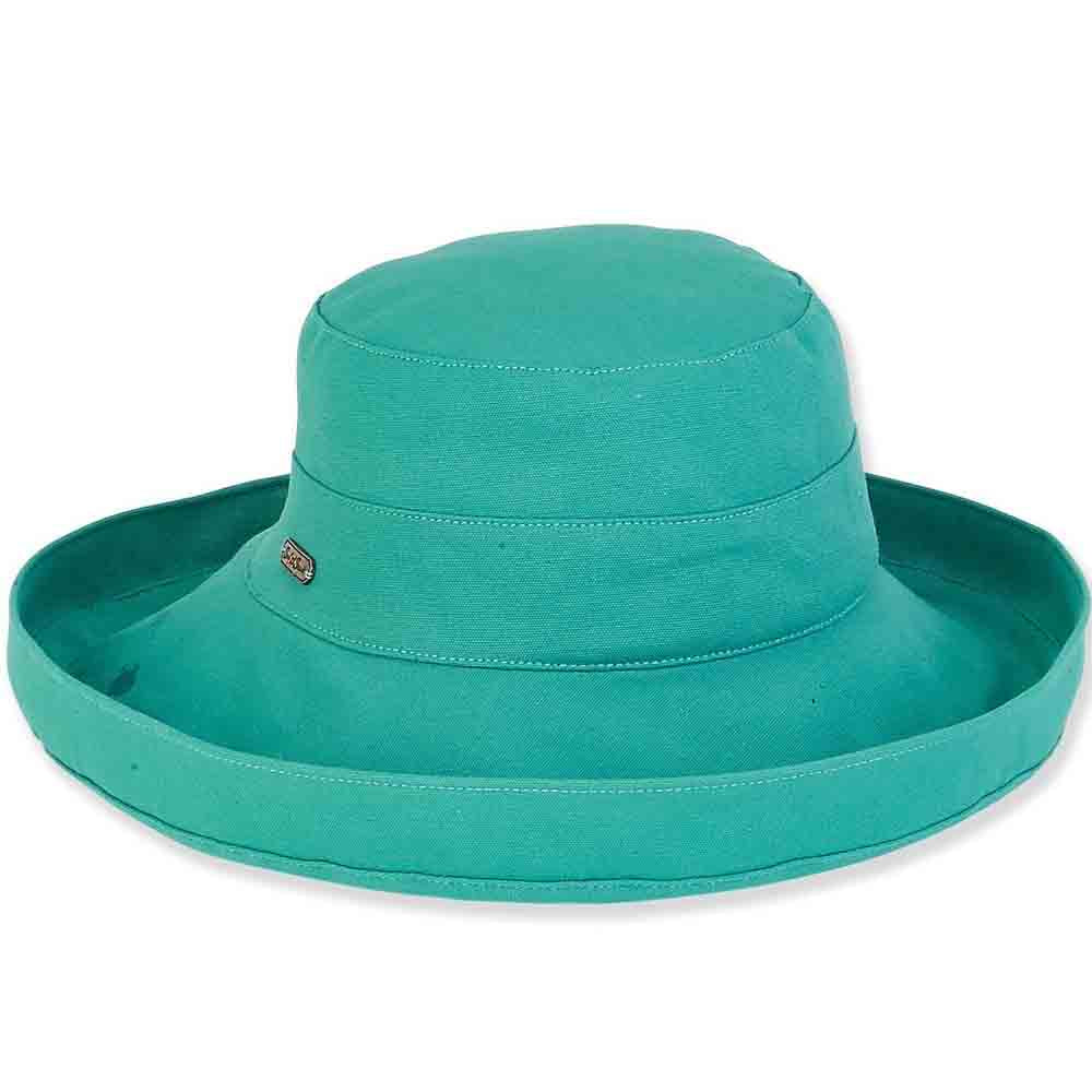 Classic Ladies Cotton Up Brim Hat - Sun 'N' Sand Hats Kettle Brim Hat Sun N Sand Hats hh1577K Teal Medium (57 cm) 