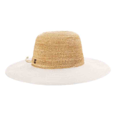 Raffia Crown Ribbon Brim Floppy Sun Hat - John Callanan Wide Brim Sun Hat Callanan Hats cr328wh White Medium (57 cm) 