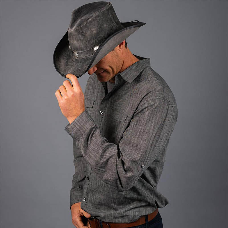 Cyclone Leather Cowboy Hat with Buffalo Band up to 2XL - Double G Hat Cowboy Hat Head'N'Home Hats    