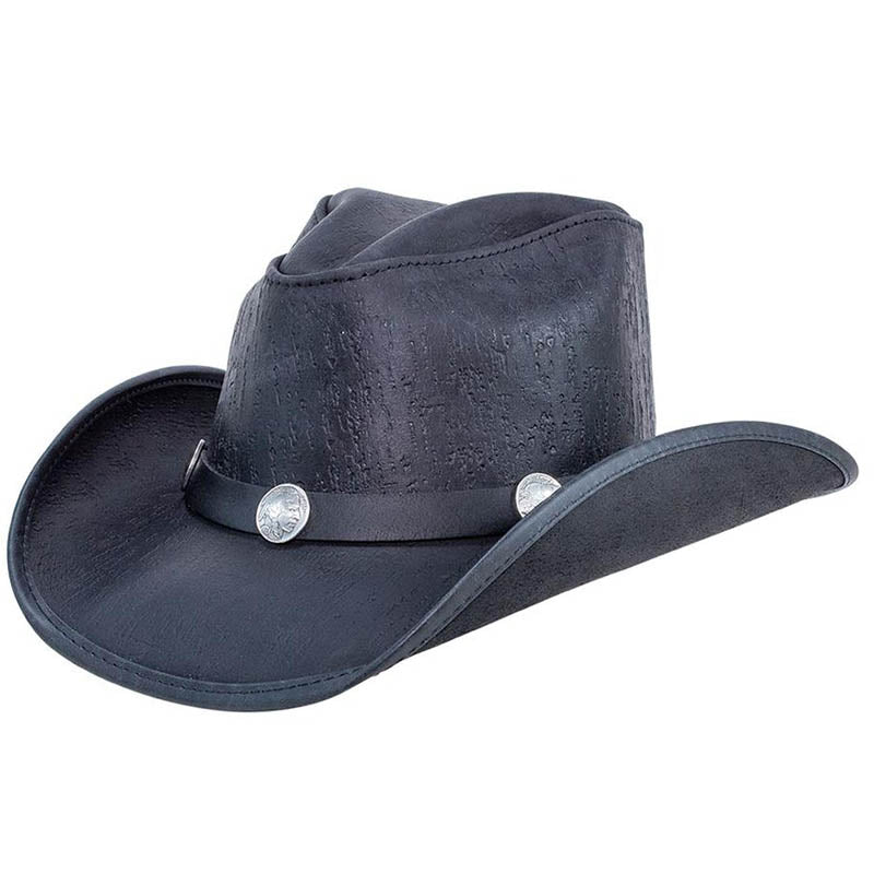 Cyclone Leather Cowboy Hat with Buffalo Band up to 2XL - Double G Hat Cowboy Hat Head'N'Home Hats  Black S (54-55 cm) 