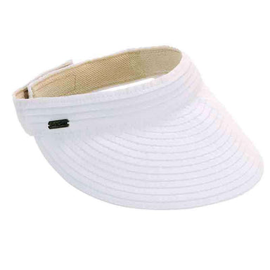 Adina Ribbon Sun Visor - Sun 'N' Sand Hat Visor Cap Sun N Sand Hats HH1296A wh White  