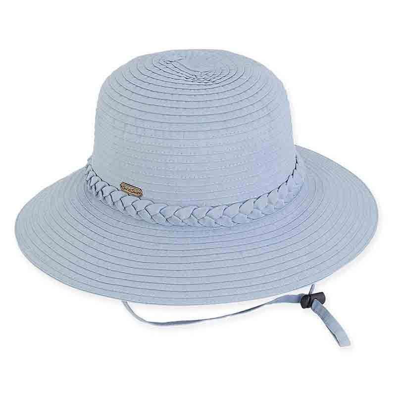 Charlie Ribbon Bucket Hat with Chin Cord - Sun 'N' Sand Hats Wide Brim Hat Sun N Sand Hats hh1972gy Grey Medium (57 cm) 