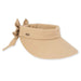 Cotton Wide Brim Sun Visor with Bow - Sun 'N' Sand Hats Visor Cap Sun N Sand Hats hh2293C kh Khaki Medium (57 cm) 