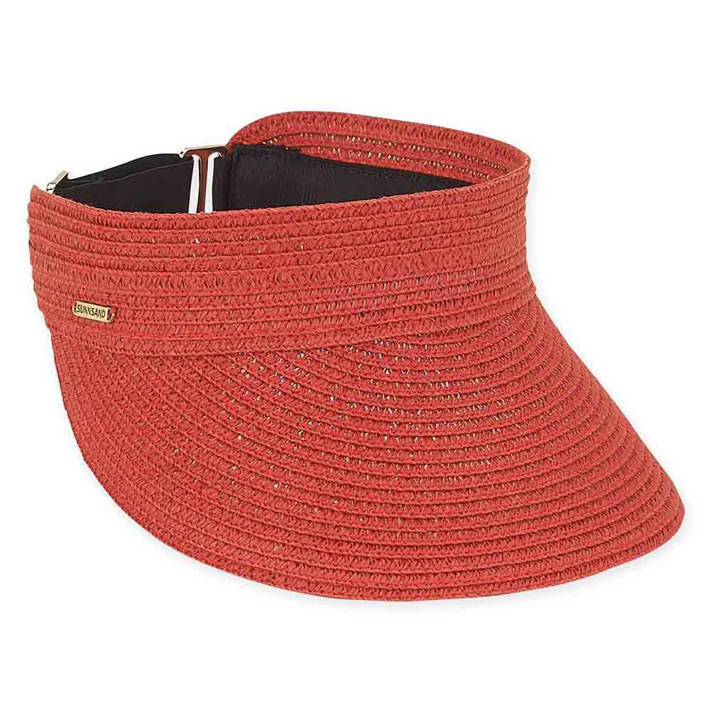 Sun Visor with Slide Adjuster - Sun 'N' Sand Hats Visor Cap Sun N Sand Hats HH2431F Red  