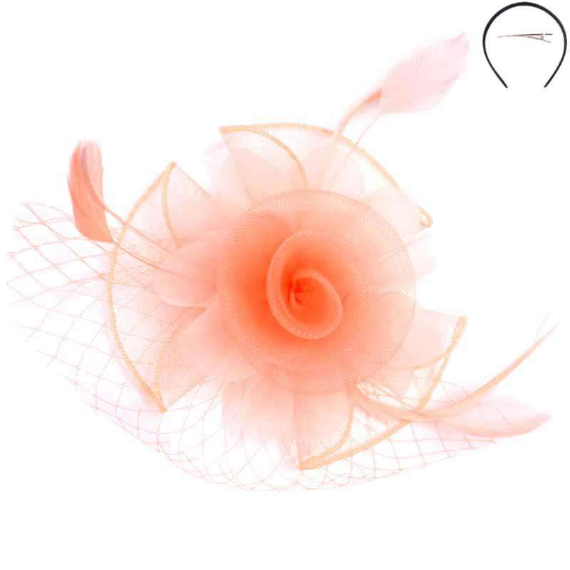 Tulle and Netting Flower Fascinator - Sophia Collection Fascinator Something Special LA hth2187ph Peach  