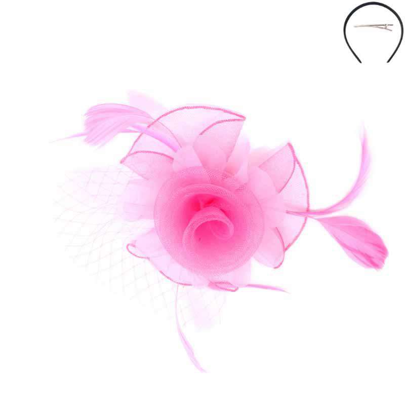 Tulle and Netting Flower Fascinator - Sophia Collection Fascinator Something Special LA hth2187pk Pink  