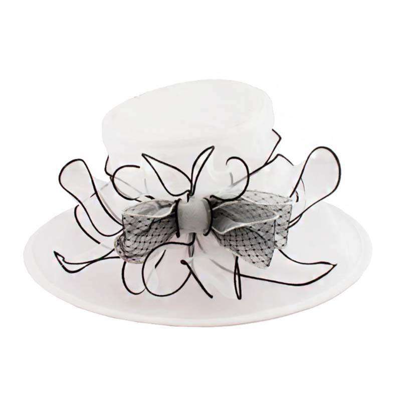 Polka Dot Bow Organza Hat Dress Hat Something Special LA hto1263WH White