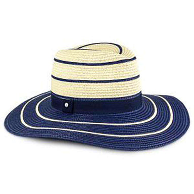 Navy Striped Summer Safari Hat - Jones New York Safari Hat MAGID Hats JNY152NV Navy  