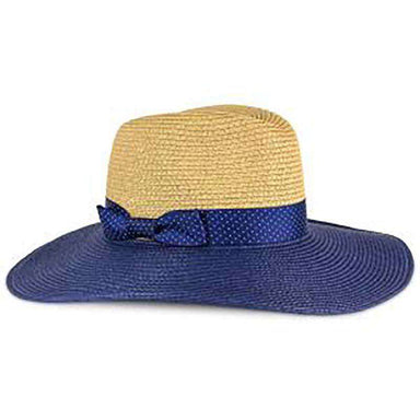 Navy Polka Dot Ribbon Bow Safari Hat - Jones New York Safari Hat MAGID Hats    