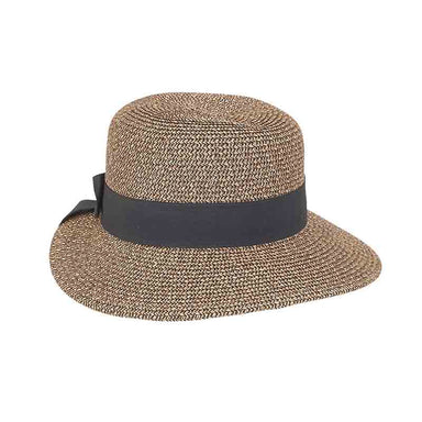 Petite Asymmetrical Brim Sun Hat - Sunny Dayz™ Wide Brim Hat Sun N Sand Hats HK214B Black Tweed Small (54 cm) 