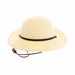 Petite Size Sun Hat with Chin Cord - Boardwalk Style Wide Brim Sun Hat Boardwalk Style Hats da2950iv Ivory Small (55 cm) 