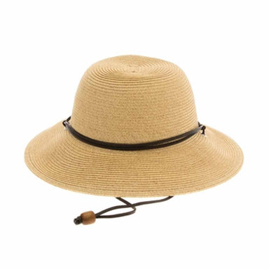 Petite Size Sun Hat with Chin Cord - Boardwalk Style Wide Brim Sun Hat Boardwalk Style Hats da2950nt Natural Small (55 cm) 