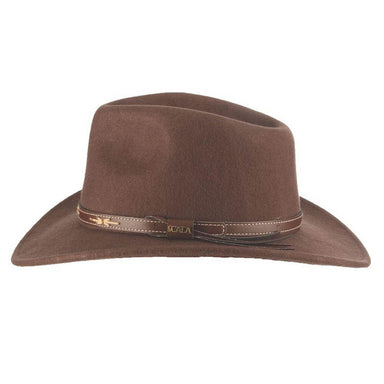 Phoenix Crushable Water Repellent Wool Felt Outback Hat - Scala Hat Safari Hat Scala Hats DF12-KAKI1 Khaki Small (56 cm) 