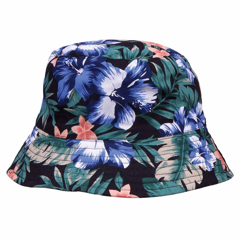 Reversible Floral Print-Solid Color Bucket Hat - Karen Keith Hats Bucket Hat Great hats by Karen Keith ch98Bd Olive S/M (56-57 cm) 