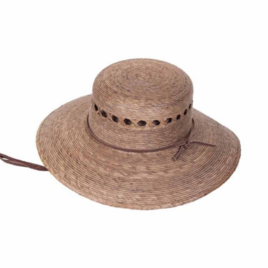 Rockport Lattice Vented Palm Leaf Ranch Hat with Chin Strap - Tula Hats Wide Brim Sun Hat Tula Hats TU1-1204 Burnt Palm M (57 cm) 