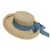 Rolled Brim Toyo Straw Hat with Gauze Tie - Scala Pronto Kettle Brim Hat Scala Hats lt94bl Charcoal  