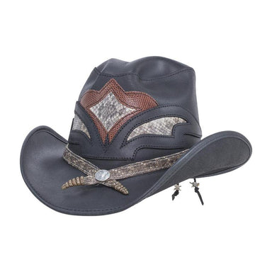 Storm Leather Cowboy Hat with Rattlesnake Skin Band up to 3XL - Double G Hat, USA Cowboy Hat Head'N'Home Hats  Black S (54-55 cm) 