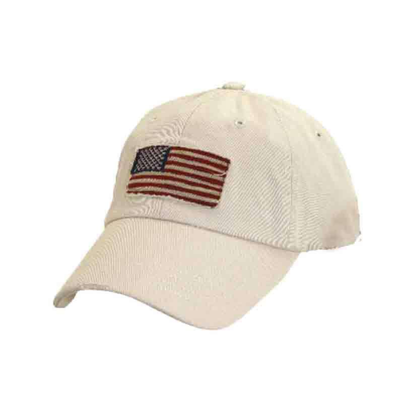DPC Distressed Twill Cap with Frayed USA Flag Cap Dorfman Hat Co. USA35pt Putty  