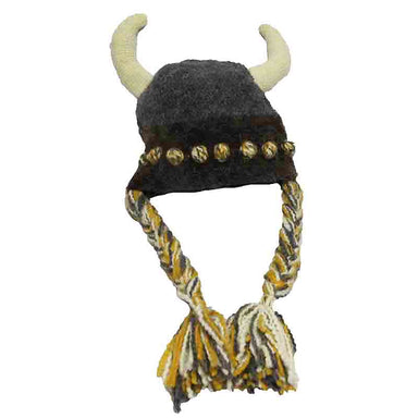 Peruvian Hand Knit Viking Hat with Horns Beanie Peruvian Trading Co    