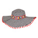 Vintage Samba Red Beaded Striped Bohemian Hat - America and Beyond Wide Brim Hat America and Beyond ABAH-052 Black / White OS 