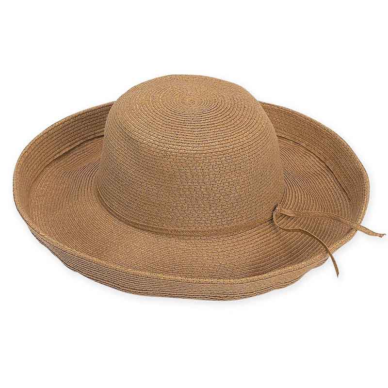 Large Size Women's Hats: Up Turned Brim Straw Hat - Sun 'N' Sand Hats Kettle Brim Hat Sun N Sand Hats HH803Cxl Tan Large (59 cm) 