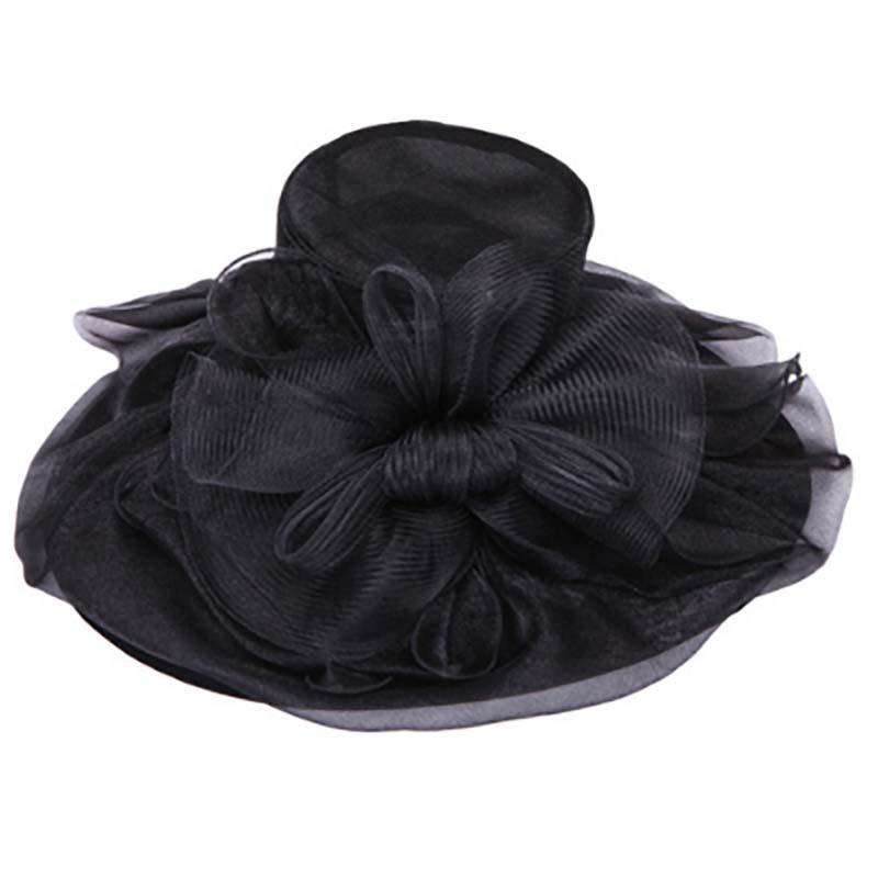 Large Organza Hat with Mesh Bow Knot Dress Hat Something Special Hat WSyh2616BK Black  