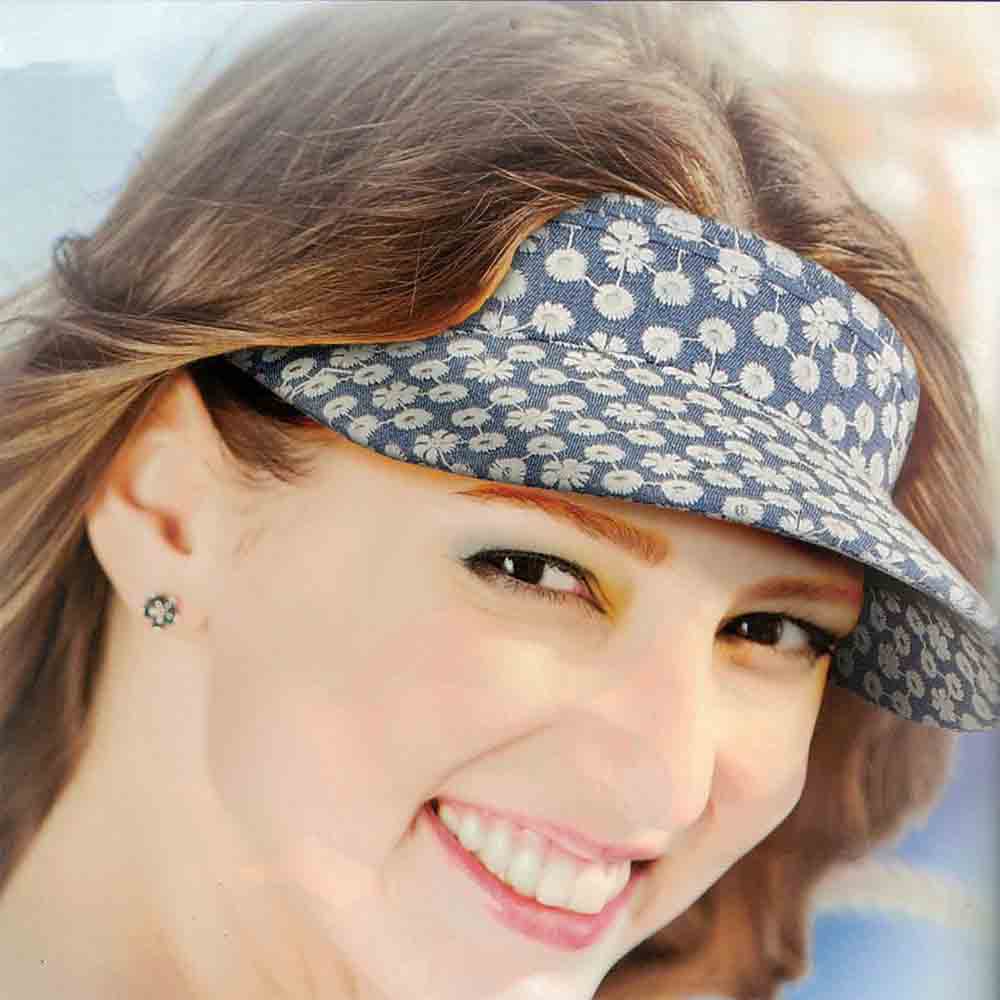 Sun visors for small heads. Cute straw sun visors with curly coil adjustable closure. Tennis sun visors with Velcro® closures. 